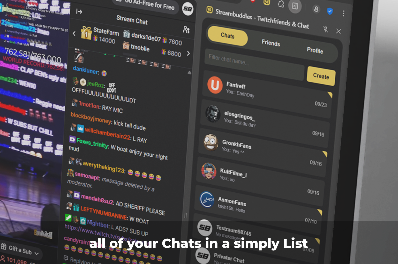 Streambuddies Twitchfriends and Chat List
