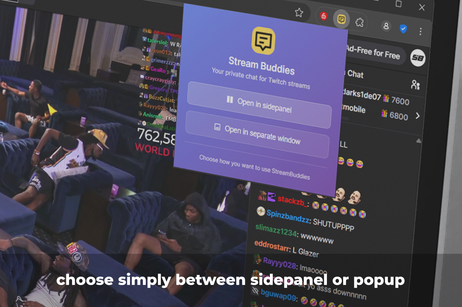 Streambuddies Twitchfriends and Chat Open Sidepanel