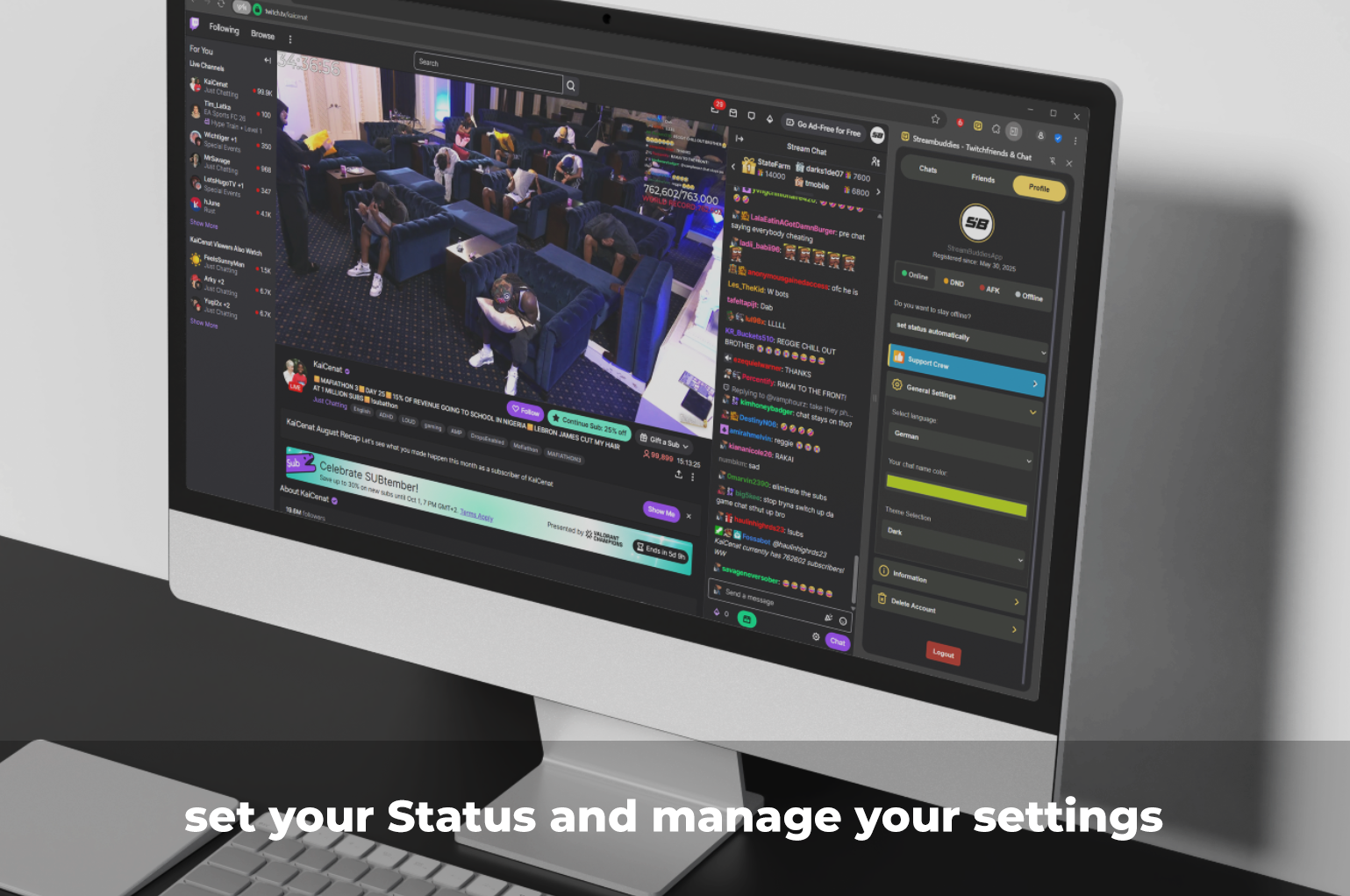 Streambuddies Twitchfriends and Chat Settings